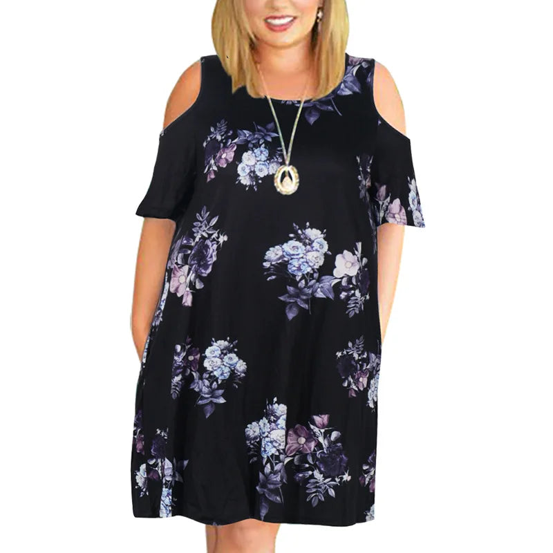 Big size 9XL Dress for Fat MM 2023 Woman Summer dress Loose plus size dresses off the shoulder women clothing 9XL dress vestidos