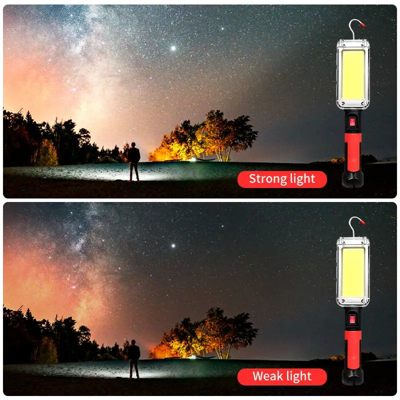 LED Work Light Powerful Portable Lantern Hook Magnet Camping Lamp COB USB Rechargeable 5200mAh 18650 Flashlight Torch Waterproof