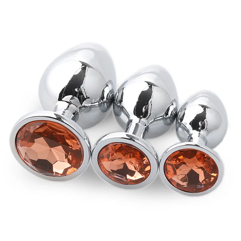 3 Size/set Metal Anal plug butt plug Sex Toys Butt Toys For Women/Men/Couples Adult Game Masturbator Anal S/M/L Diamond Sex Shop