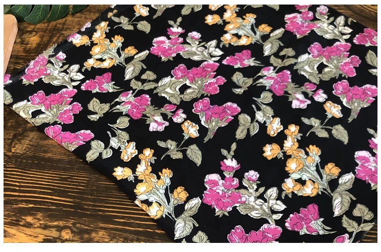 Chiffon Cloth Printed New Style South Korean Silk Clothing Fabric Pastoral Style Floral Pattern Dress Material/1 M