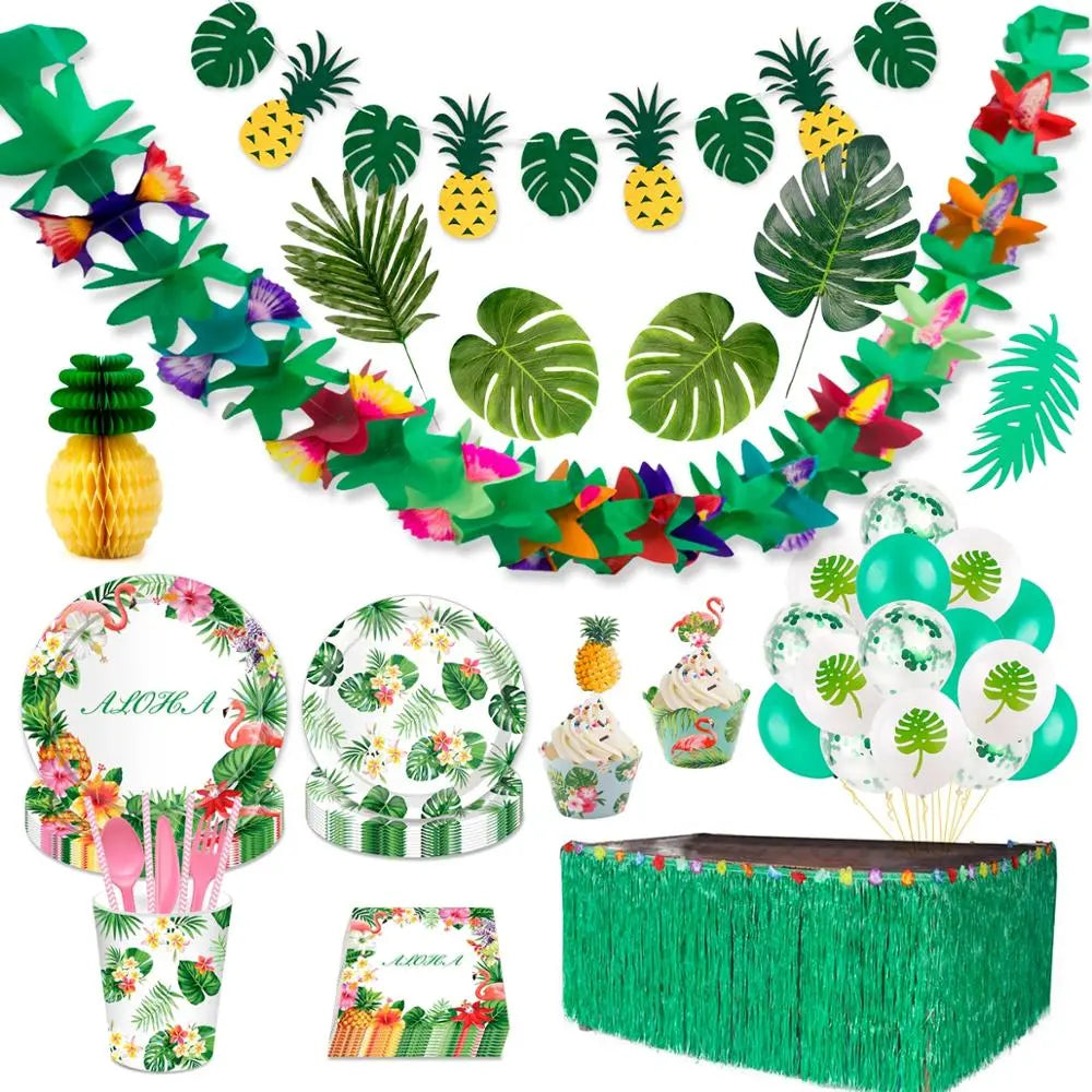 DIY Hawaiian Party Decoration Hawaii Summer Tropical Party Supplies Flamingo Decor Luau Wedding Birthday Party Accessories Aloha