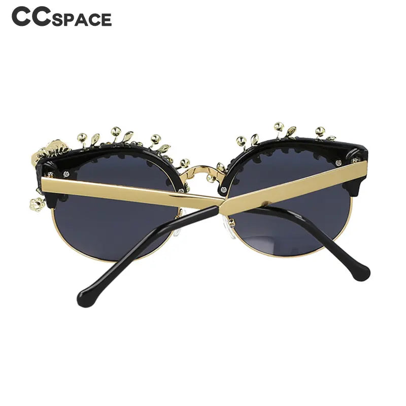 51103 Round Sunglasses Fashion Metal Golden Rose Frame Charm Women's Shade UV400