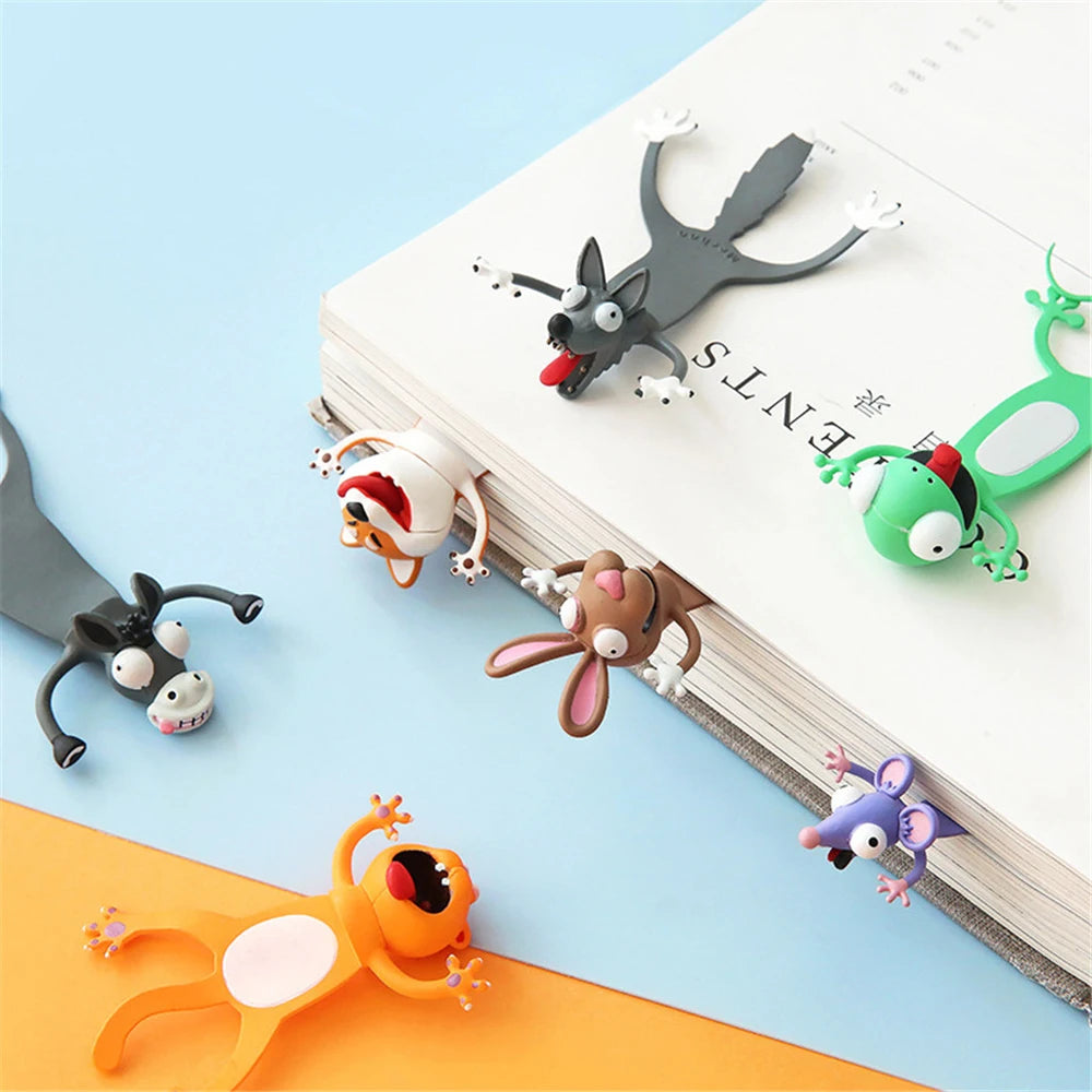 1 PC Original Cute Panda And Shiba Inu PVC Material Funny Bookmarks 3D Stereo Cartoon Bookmark School Supplies Stationery