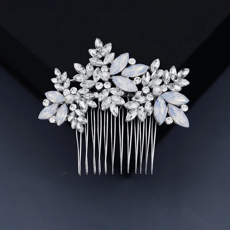 Efily Bridal Wedding Hair Accessories Crystal Silver Color Hair Combs for Women Bride Headpiece Party Jewelry Bridesmaid Gift