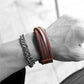 Vintage Punk Genuine Leather Bracelet Bangle for Men Handmade Leather Wristband Steampunk Motorcycle Jewelry Male Braclets 2019