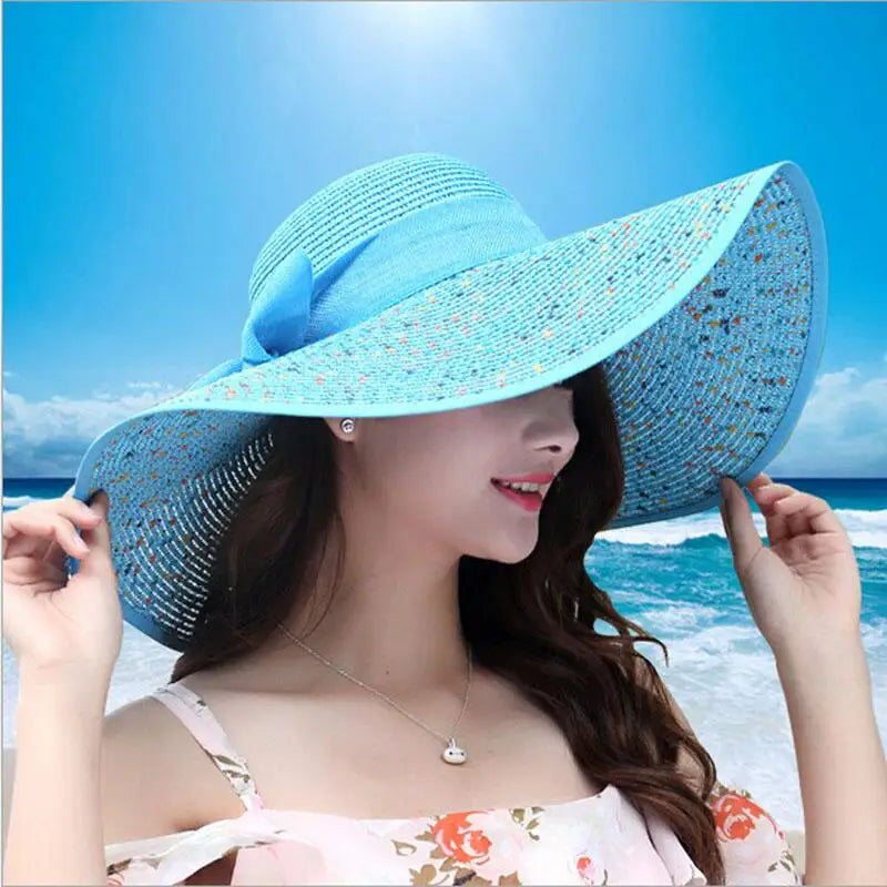 jiangxihuitian 2018 Summer Women's beach hats Caps Foldable Chiffon Floppy Sun Hats Casual Ladies sombreros bowknot hat Ladies