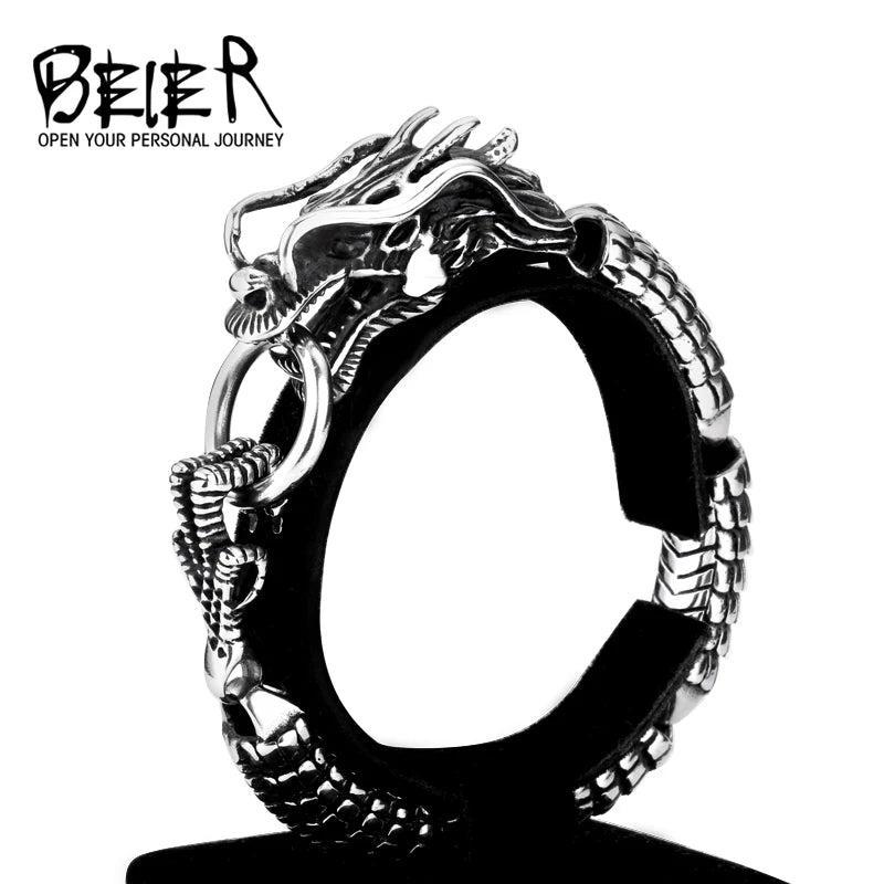 BEIER New Cool Punk Dragon Animal Bracelet &bangle For Man 316 Stainless Steel Man's High Quality Jewelry BC8-001