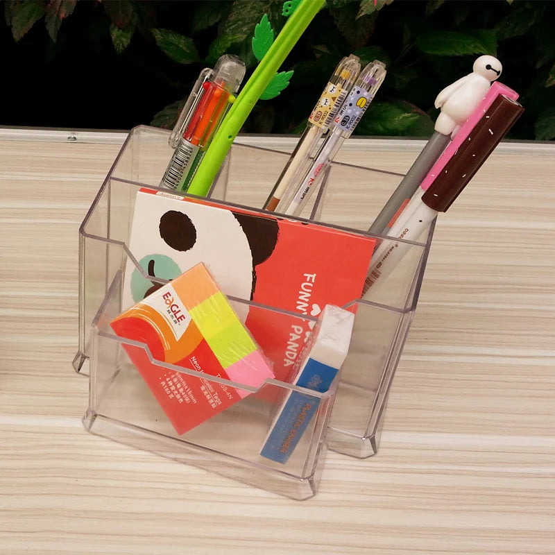 Multi-function Pen Holder transparent plastic storage Desktop small items School Supplies Desk Organizer Office Storage Research