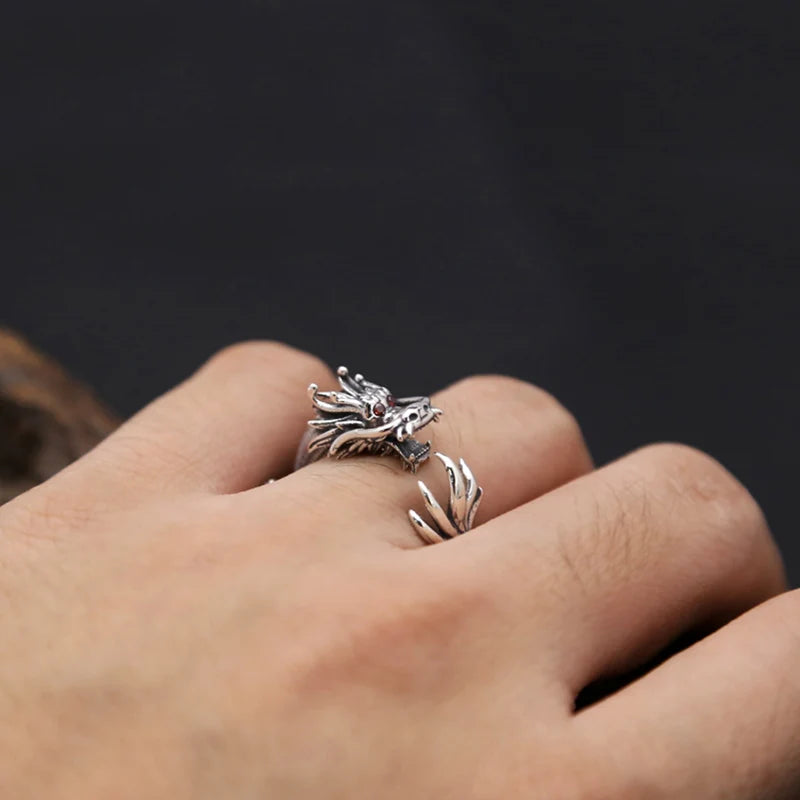 Dragon Ring 100% Real 925 Sterling Silver Fashion Jewelry For Men Women Thumb Big Finger Wholesale Vintage Thailand 2021 GR40