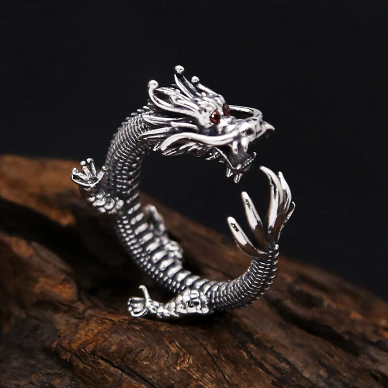 Dragon Ring 100% Real 925 Sterling Silver Fashion Jewelry For Men Women Thumb Big Finger Wholesale Vintage Thailand 2021 GR40