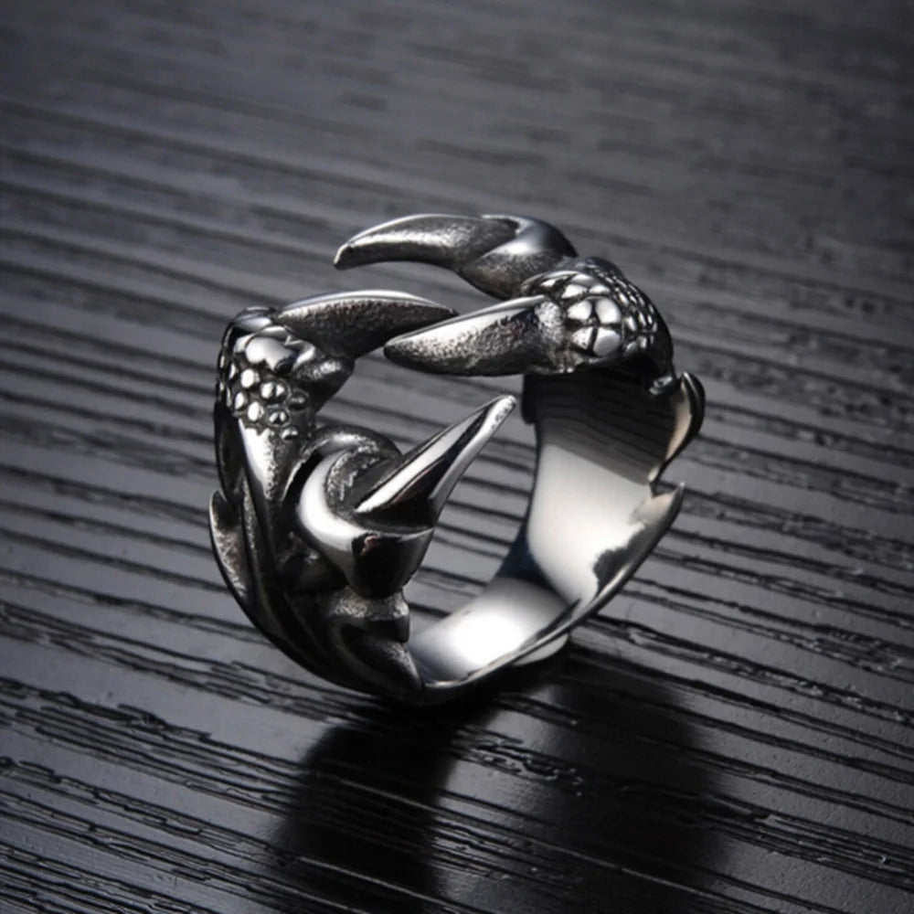 Fashion Accessories Punk Chrome Jewelry Titanium Steel Dragon Claw Heart Party Rings for Men