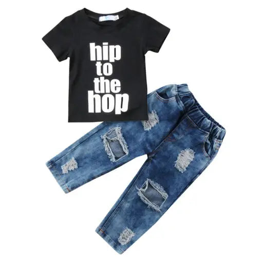 Newborn Infant Kid Baby Boy Clothes T shirt Tops Denim Long Pants Outfits Set AU