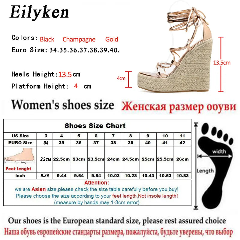 Eilyken Fashion Summer Wedges Sandals Women Open Toe Casual Ankle Strap Ladies Platform High Heels Shoes Size 35-42