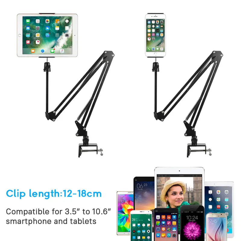 Flexible Long Arm Mobile phone tablet stand holder For iPad Mini Air iPhone Xiaomi Huawei Lazy Bed Desktop Clip Metal Bracket