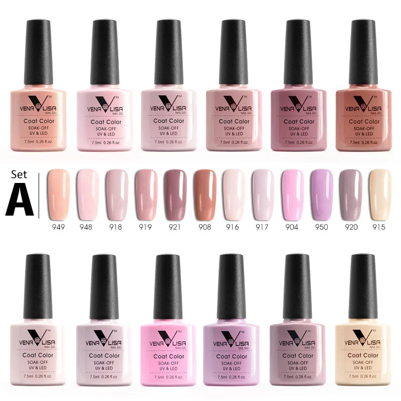 12pcs*7.5ml VENALISA Nail Gel Polish Full Coverage Varnish Original Nail Art Manicure 60 Colors Soak Off LED UV Gel Lacquer