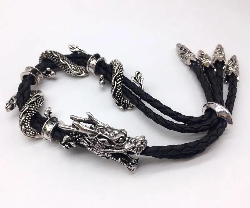 Classic Leather Rope Men Dragon Bracelet Adjustable Vintage Bracelets & Bangles Fashion Jewelry Mens Gift