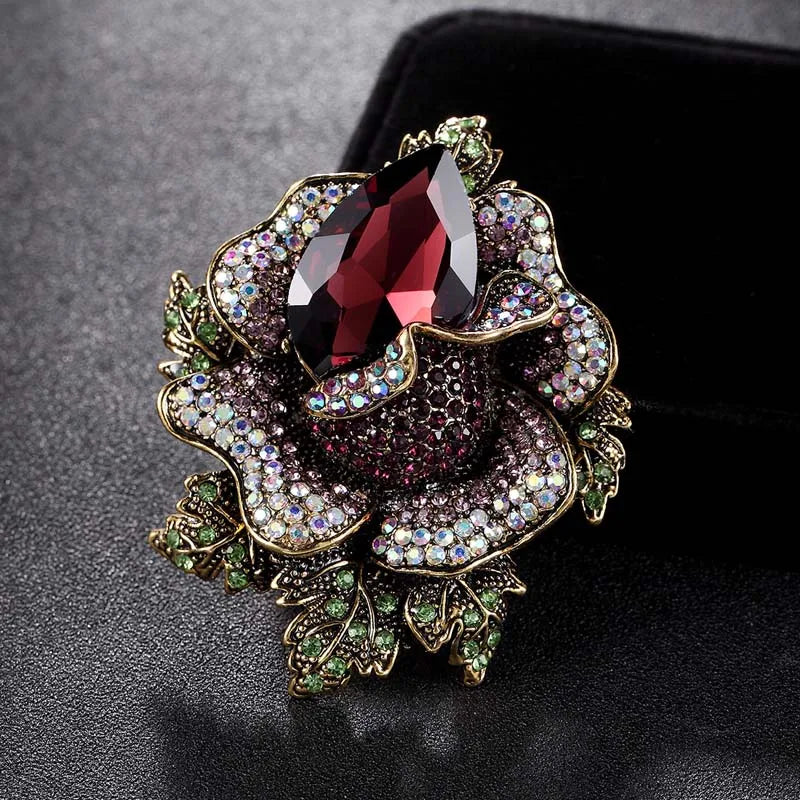 Zlxgirl Blue Pink Flowers Brooches Bouquet Christmas Accessories Beautiful Women Vintage Brooch Pins Bijoux Fashion Hijab Pins