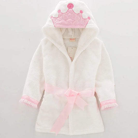 Fashion Baby Boy Girl Bathrobe Children's Flannel Crown Bathrobe Baby Boys Girl Robes Baby Hooded Bath Towel Kids Pajamas