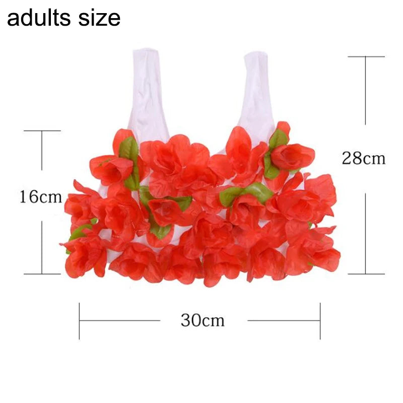 Hawaiian Flower Lei Bra Children Kids Girls Dance Hawaii Bra Tropical Summer Holiday Party Dress Performance Costume Accessories