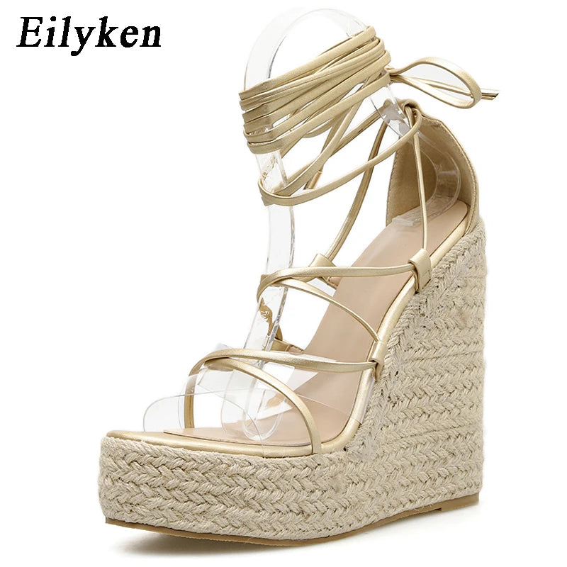 Eilyken Fashion Summer Wedges Sandals Women Open Toe Casual Ankle Strap Ladies Platform High Heels Shoes Size 35-42