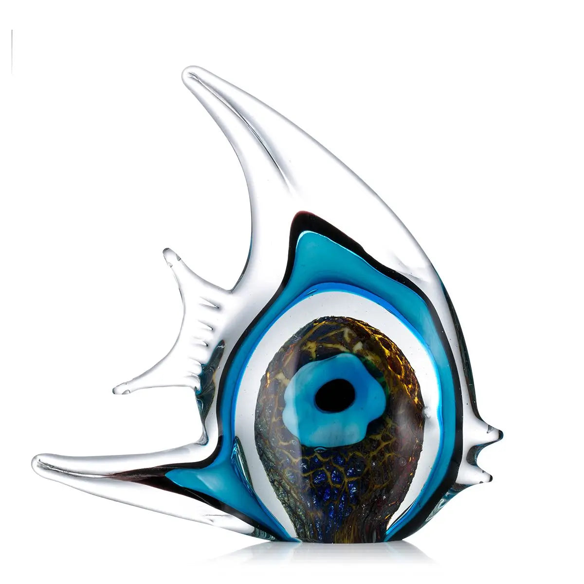 Exquisite Blue Stripe Tropical Fish Sculpture Hand-blown Glass Sculpture Home Decoration Glass Fish Home Interior Decor Craft