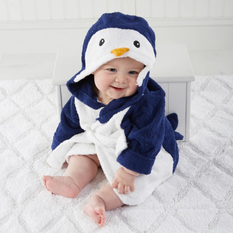 Children's Bathrobes Lovely Penguin Bathrobe Kids Baby Boy&girl Bath Robes Cotton Warm Pajamas Animal Kids Bath Robes