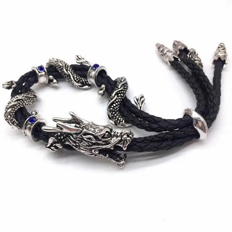 Classic Leather Rope Men Dragon Bracelet Adjustable Vintage Bracelets & Bangles Fashion Jewelry Mens Gift