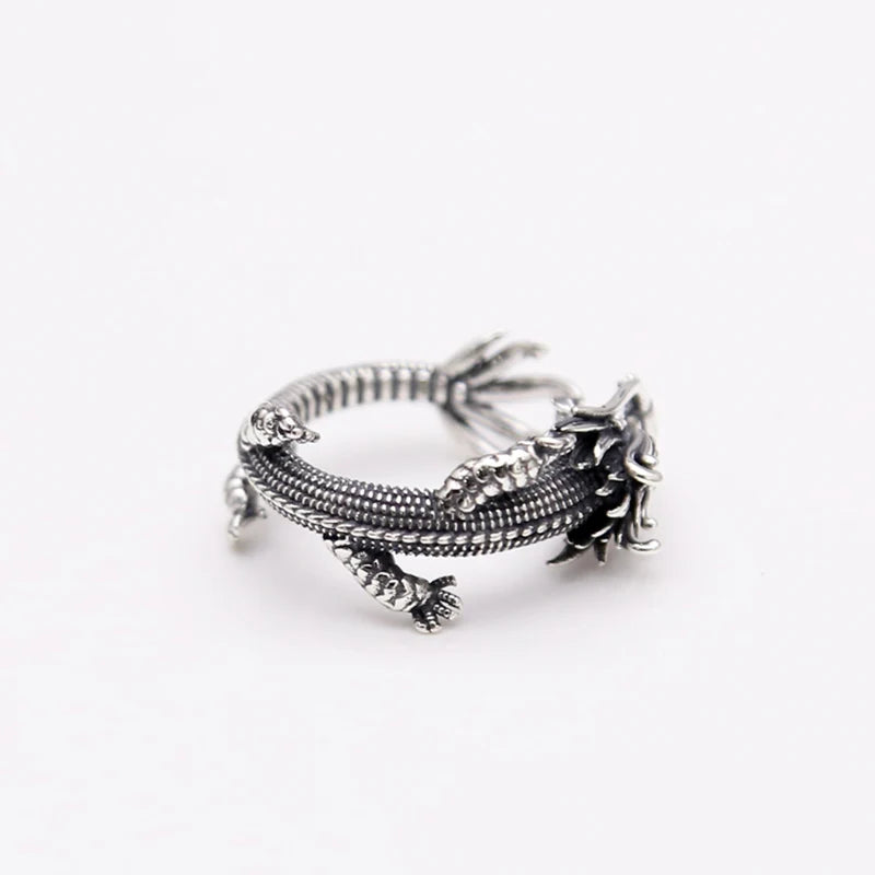 Dragon Ring 100% Real 925 Sterling Silver Fashion Jewelry For Men Women Thumb Big Finger Wholesale Vintage Thailand 2021 GR40