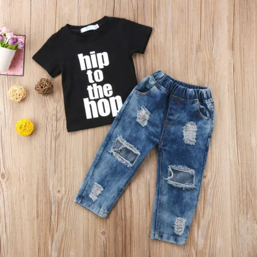 Newborn Infant Kid Baby Boy Clothes T shirt Tops Denim Long Pants Outfits Set AU