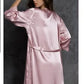 High Quality New 2022 Spring Summer Three Quarter Sleeve Silk Robes Set Sexy V-neck 2 Pieces Home Suit Dressing Gowns For Women