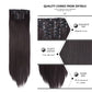 Leeons 16Clips Long Straight Synthetic Clip On Hair Extensions Cheveux Clip Naturel High Temperature Fiber Black Brown Hairpiece