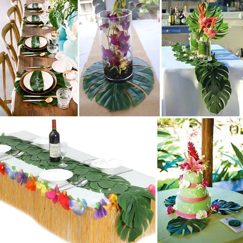 12Pcs Artificial Tropical Palm Leaves for Hawaiian Luau Theme Party Decorations Home garden decoration AA8238