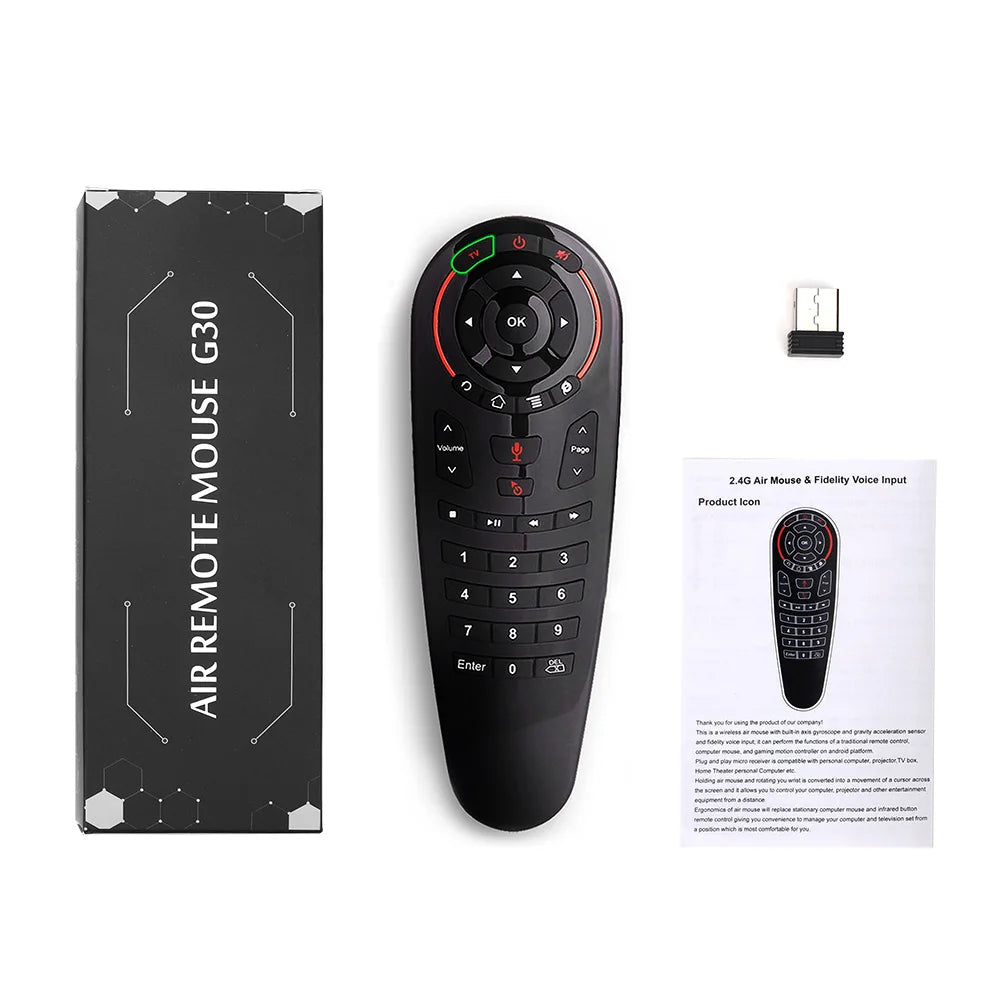 G30 Voice Remote Control 2.4G Wireless Air Mouse 33 Keys IR learning Gyro Sensing Remote for Smart TV BOX