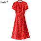 2021 Summer Dress Women Long Beach Dress Floral Print Vintage Casual Wrap Boho Elegant Sexy Sexy Deep V-Neck Slit Party Dresses