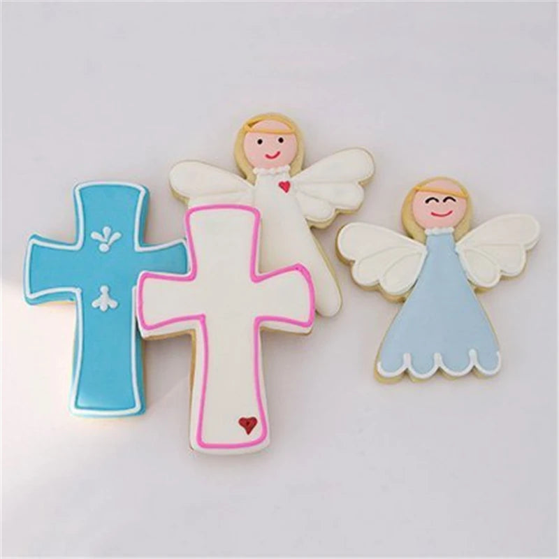 KENIAO Angel Cookie Cutter for Christmas Party - 7.4 x 7.1 CM Easter Biscuit Fondant Sandwich Bread Mold - Stainless Steel