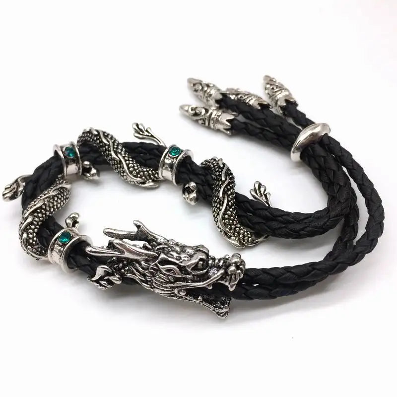 Classic Leather Rope Men Dragon Bracelet Adjustable Vintage Bracelets & Bangles Fashion Jewelry Mens Gift