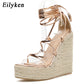 Eilyken Fashion Summer Wedges Sandals Women Open Toe Casual Ankle Strap Ladies Platform High Heels Shoes Size 35-42