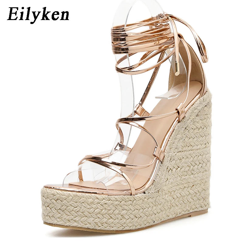 Eilyken Fashion Summer Wedges Sandals Women Open Toe Casual Ankle Strap Ladies Platform High Heels Shoes Size 35-42