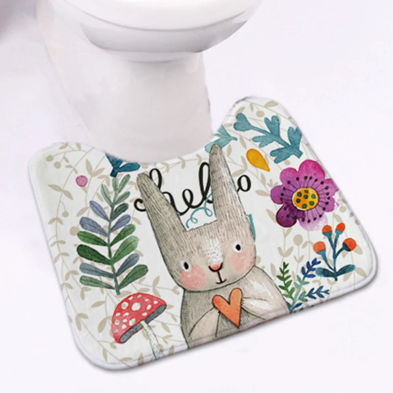 2 pcs/set Cartoon Rabbit Bathroom Carpet Set,Comfortable Mat Toilet,Cheap Bathroom Rugs,Bath Mats and Toilet,Tapis Salle de Bain