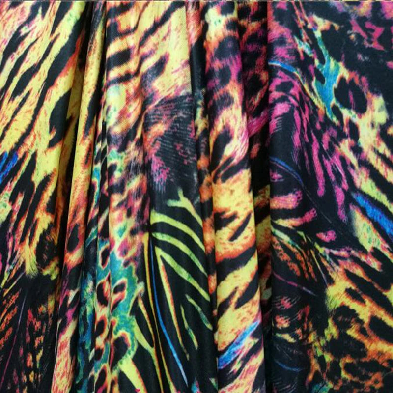 Good 4-Side Stretch Cotton/spandex Milk Silk Cheongsam Fabric Colored Leopard Pattern Print Dance Fabric DIY Sew Dress T-shirt