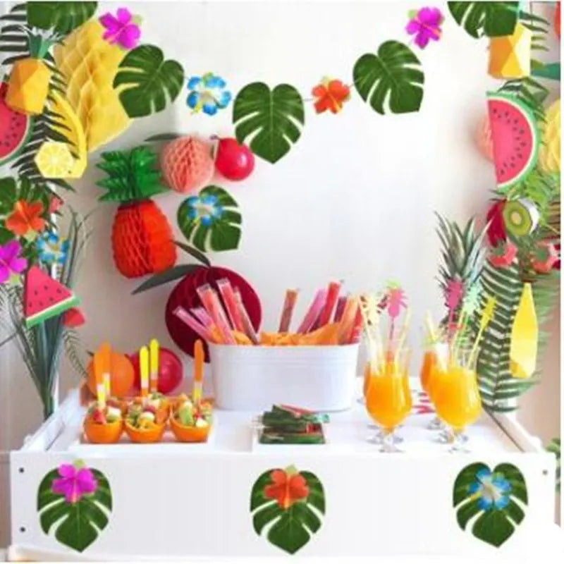 12Pcs Artificial Tropical Palm Leaves for Hawaiian Luau Theme Party Decorations Home garden decoration AA8238