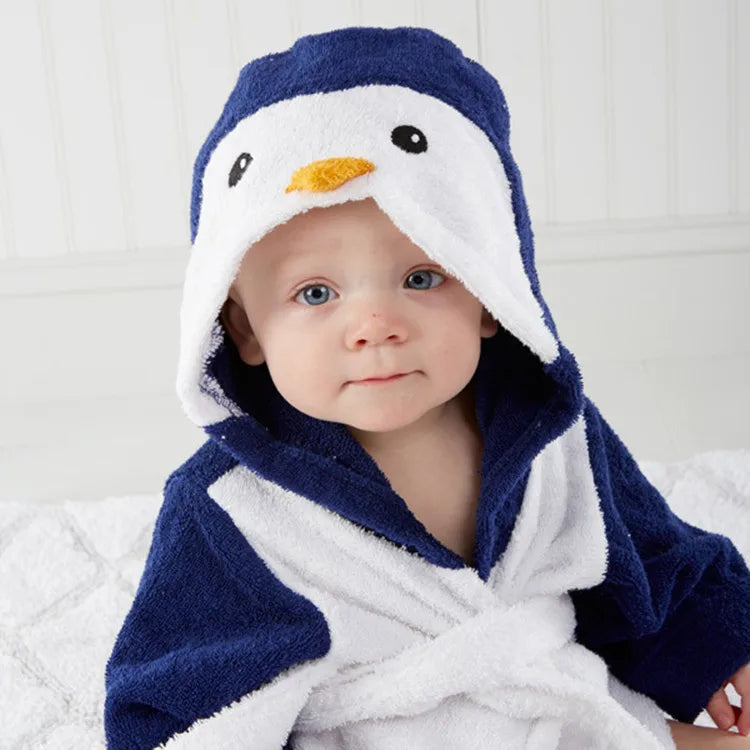 Children's Bathrobes Lovely Penguin Bathrobe Kids Baby Boy&girl Bath Robes Cotton Warm Pajamas Animal Kids Bath Robes