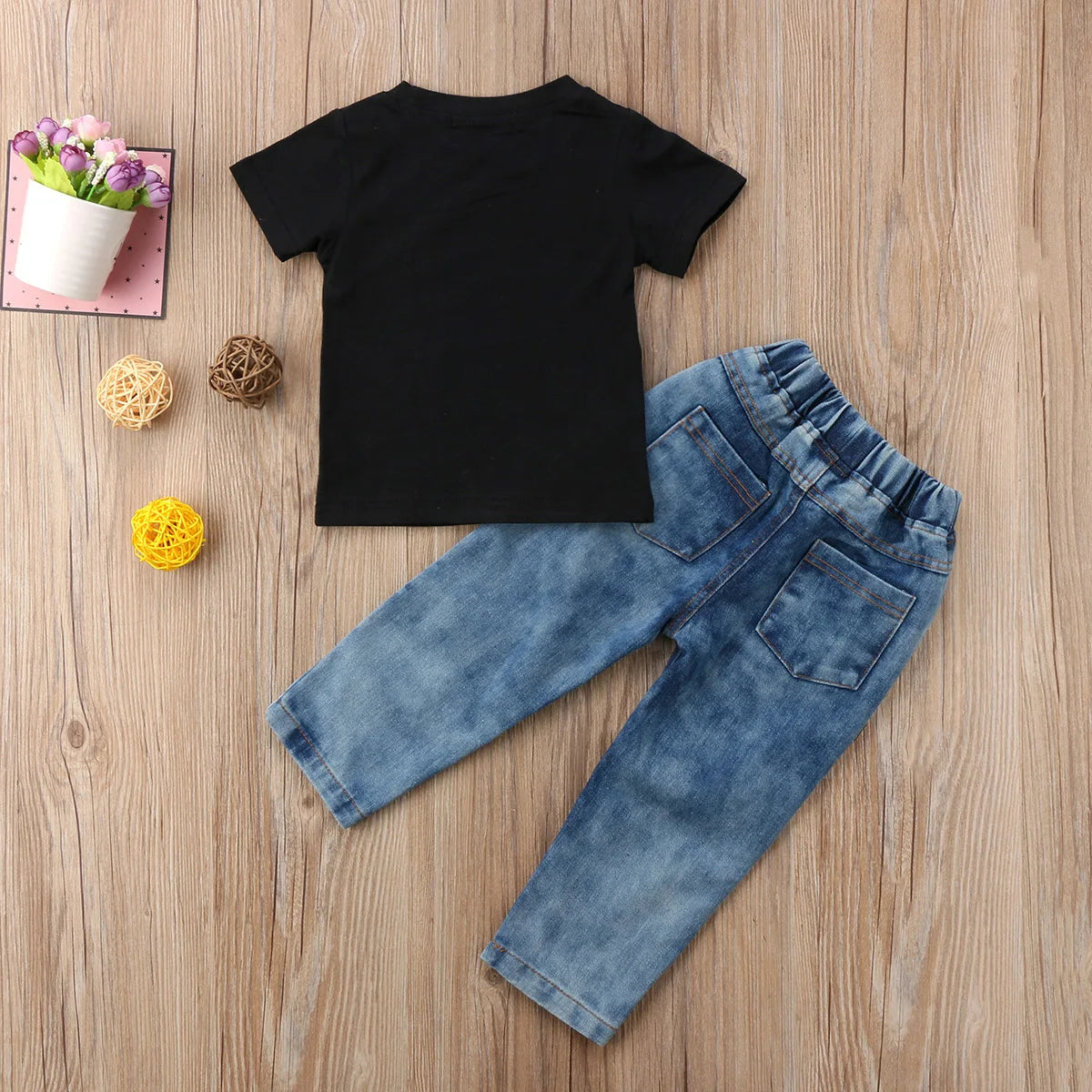 Newborn Infant Kid Baby Boy Clothes T shirt Tops Denim Long Pants Outfits Set AU