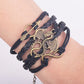 Fashion Men Leather Dragon Bracelet Vintage Punk Antique Silver Plated Dragon Charm for Women