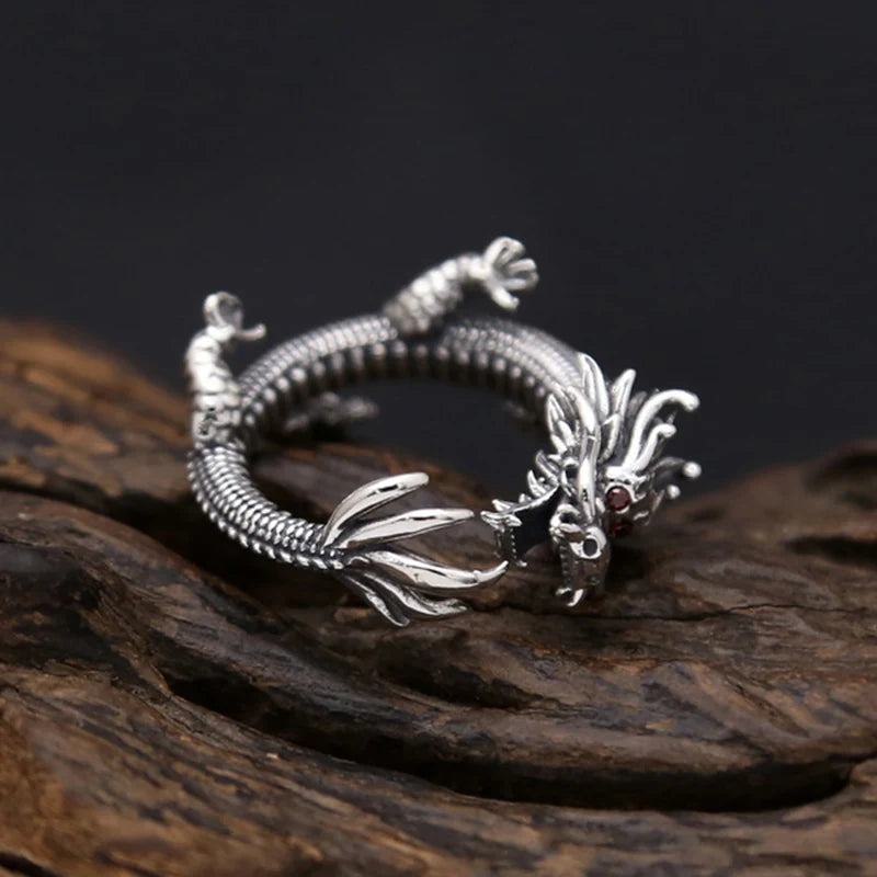 Dragon Ring 100% Real 925 Sterling Silver Fashion Jewelry For Men Women Thumb Big Finger Wholesale Vintage Thailand 2021 GR40