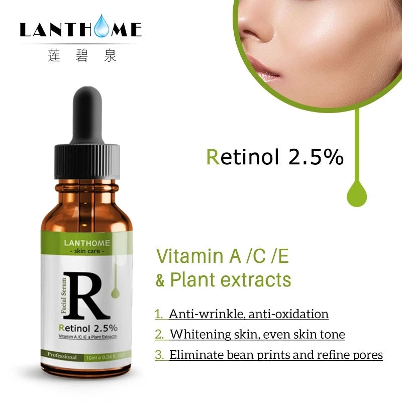 Lanthome 10ml Retinol 2.5% Vitamin C / A Facial Anti Wrinkle Serum Remove Dark Spots Whitening Anti Wrinkles Collagen Essence