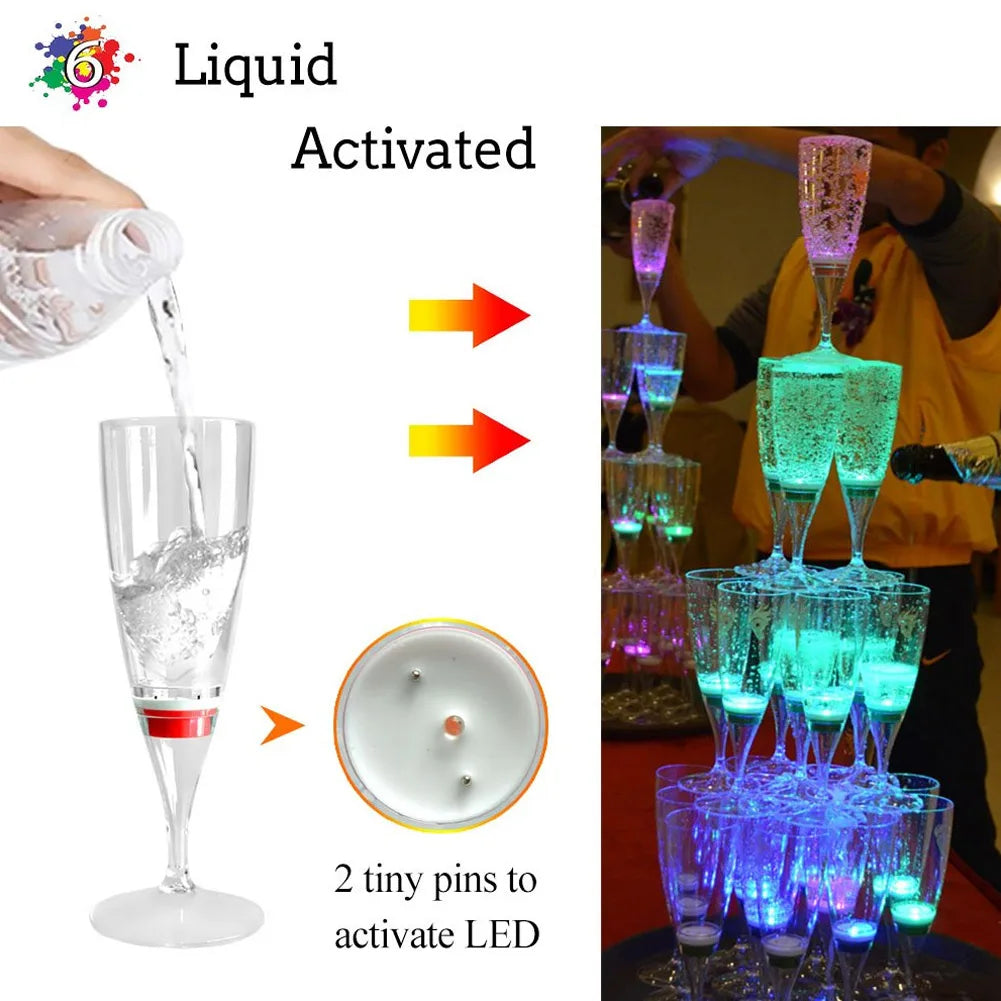 LED Wine Glass Champagne Glass Water Liquid Activated Flash Light Glass Party Bar Christmas Vase New Year Decoration Lights