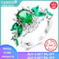 YANHUI New Fashion Tibetan Silver  Jewelry Emerald  Rings For Women Female Valentine's Day Accessories