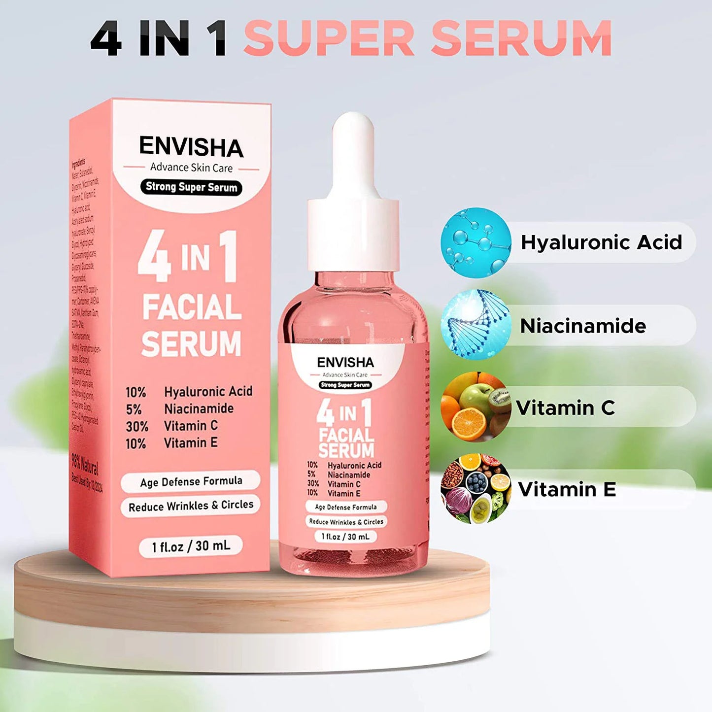 ENVISHA Facial Serum Skin Care Collagen Nicotinamide Hyaluronic Acid Vitamin Moisturizing Whitening Shrink Pores Remove Acne