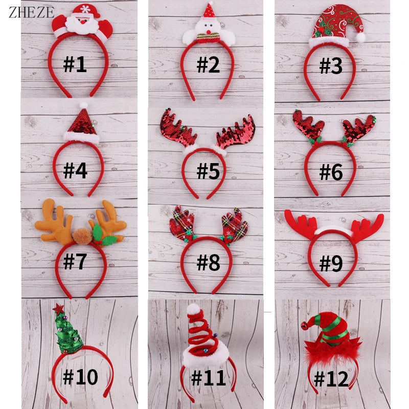 Trendy Christmas Headbands For Children Girls Xmas Tree Party Hats Hair Band Clasp Head Hoop Decoration Accessories Gifts